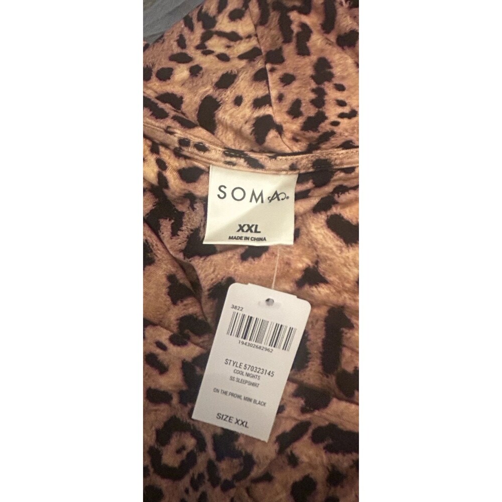 Soma Cool Nights Sleepshirt On The Prowl Mini Black Leopard Print XXL (20/22) - Picture 6 of 8